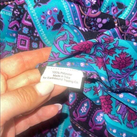 Earthbound Traders Silky Boho Open Back Beachy Maxi Dress Size Large - Picture 15 of 15